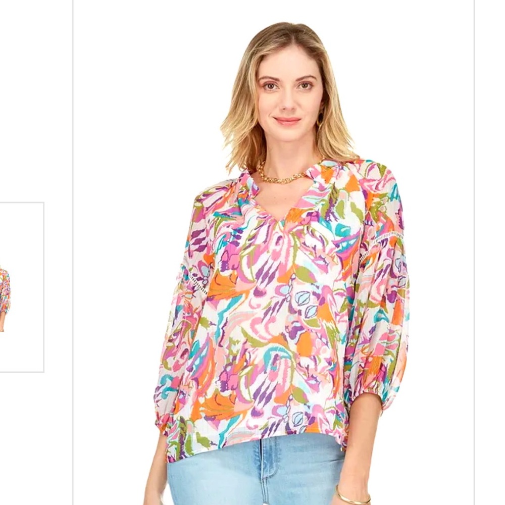 Jade by Melody Tam Boho Blossom floral blouse, XS new with tags.